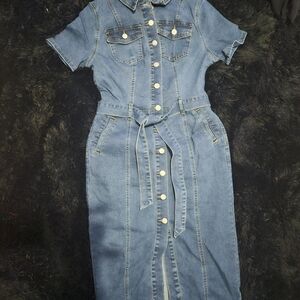 Denim Button-Down Dress